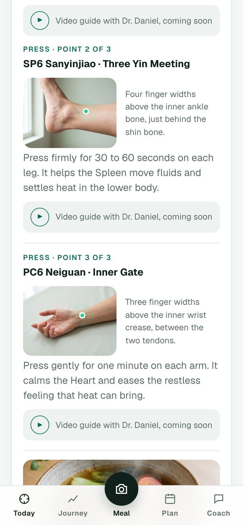 Today's pressure points with real photos and dots showing where to press